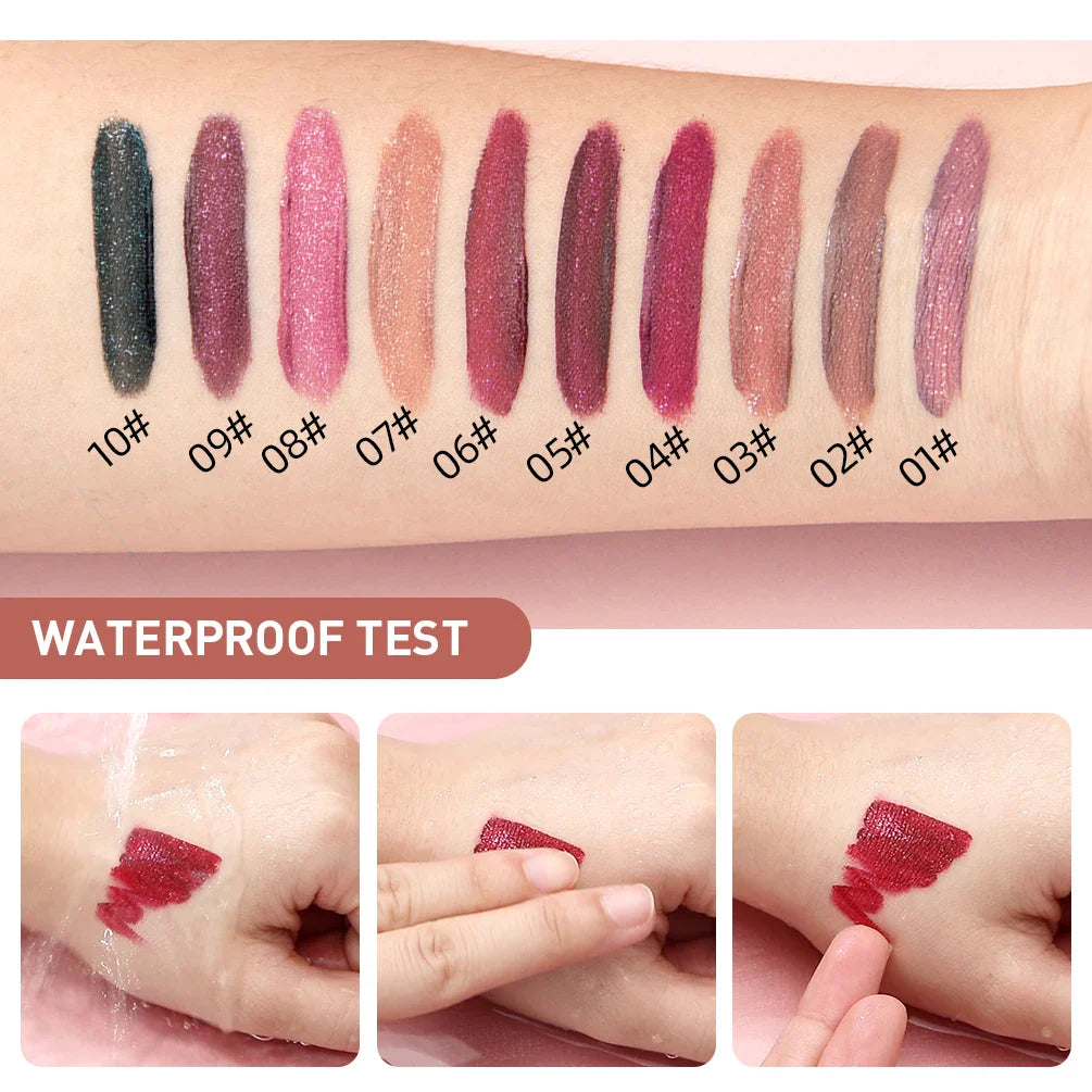 QIBEST Diamond Glitter Lip Gloss – Shimmer Matte Liquid Lipstick