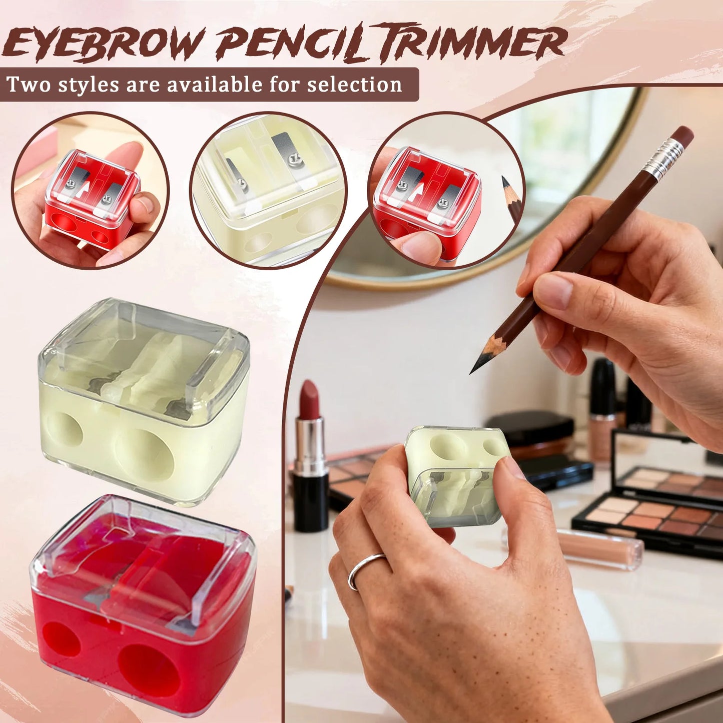 2-in-1 Double Hole Makeup Pencil Sharpener – Eyebrow & Liner