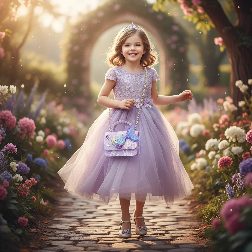 Girls Pearl Handbag New Mini Crossbody Shoulder Bag Style Purse for Kids Birthday Party Gift Lightweight PU Leather Peaceful Pleasures Health and Wellness Light purple