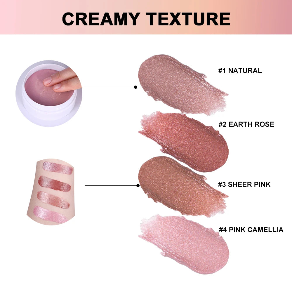 3 In 1 Solid Pearl Blush Cream Monochrome Woman Blush Paste Cheek Ulti-purpose For Eyes Lips Makeup Blush Stick Korean Cosmetics Peaceful Pleasures Health and Wellness