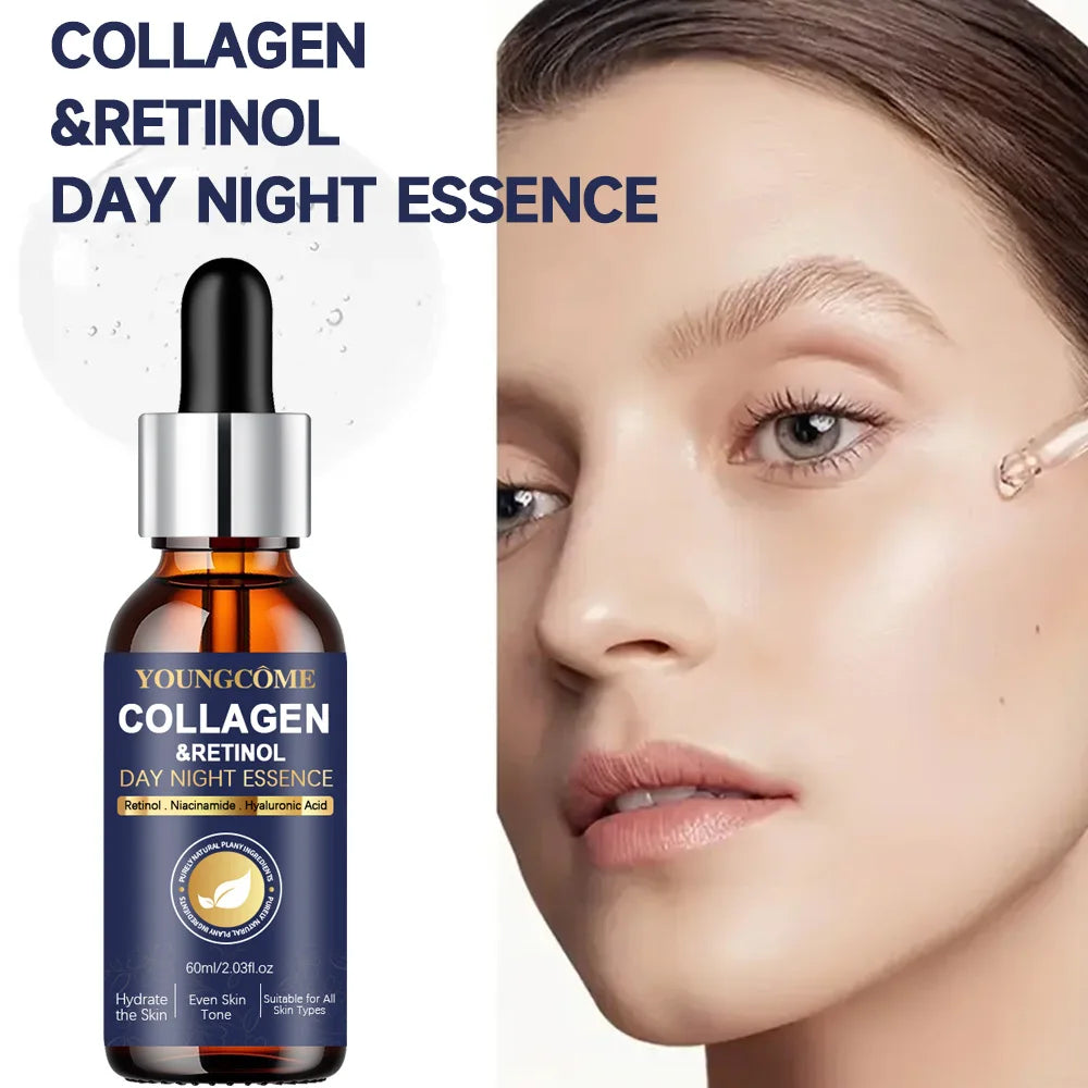 Collagen Retinol + Stem Cell Day Night Moisturizer & Serum Set - Hydrating Firming Skin Care with Niacinamide Hyaluronic Acid Peaceful Pleasures Health and Wellness
