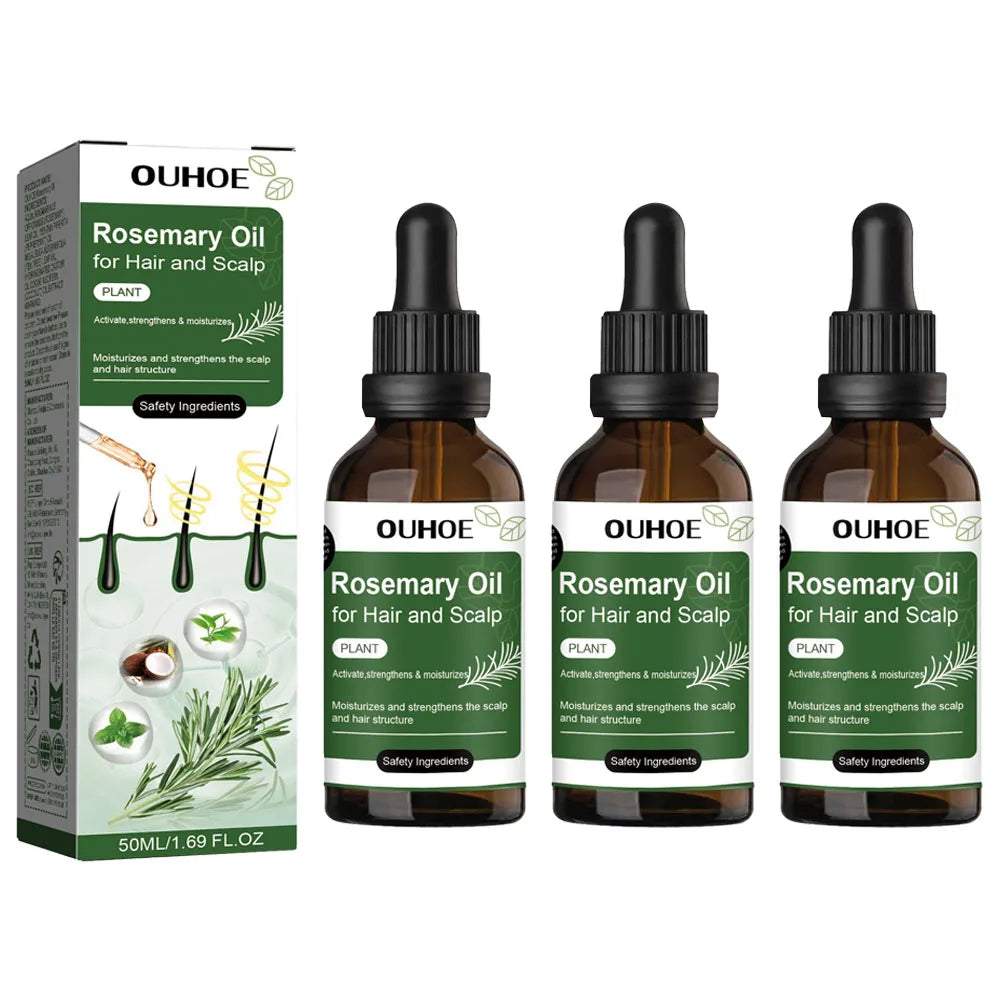 Rosemary Hair Growth Oil Hair Care Thickness Loss Deep Nourishing Scalp Care Strengthen Repair Damaged Oil Control For Men Women Peaceful Pleasures Health and Wellness 3pcs