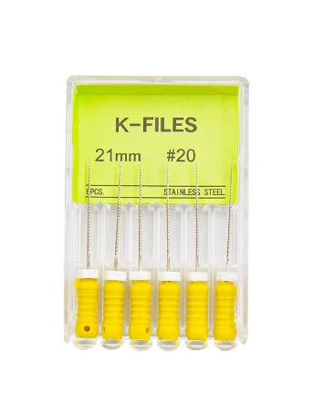 Dental K-Files 6pcs | Stainless Steel Root Canal Hand Files