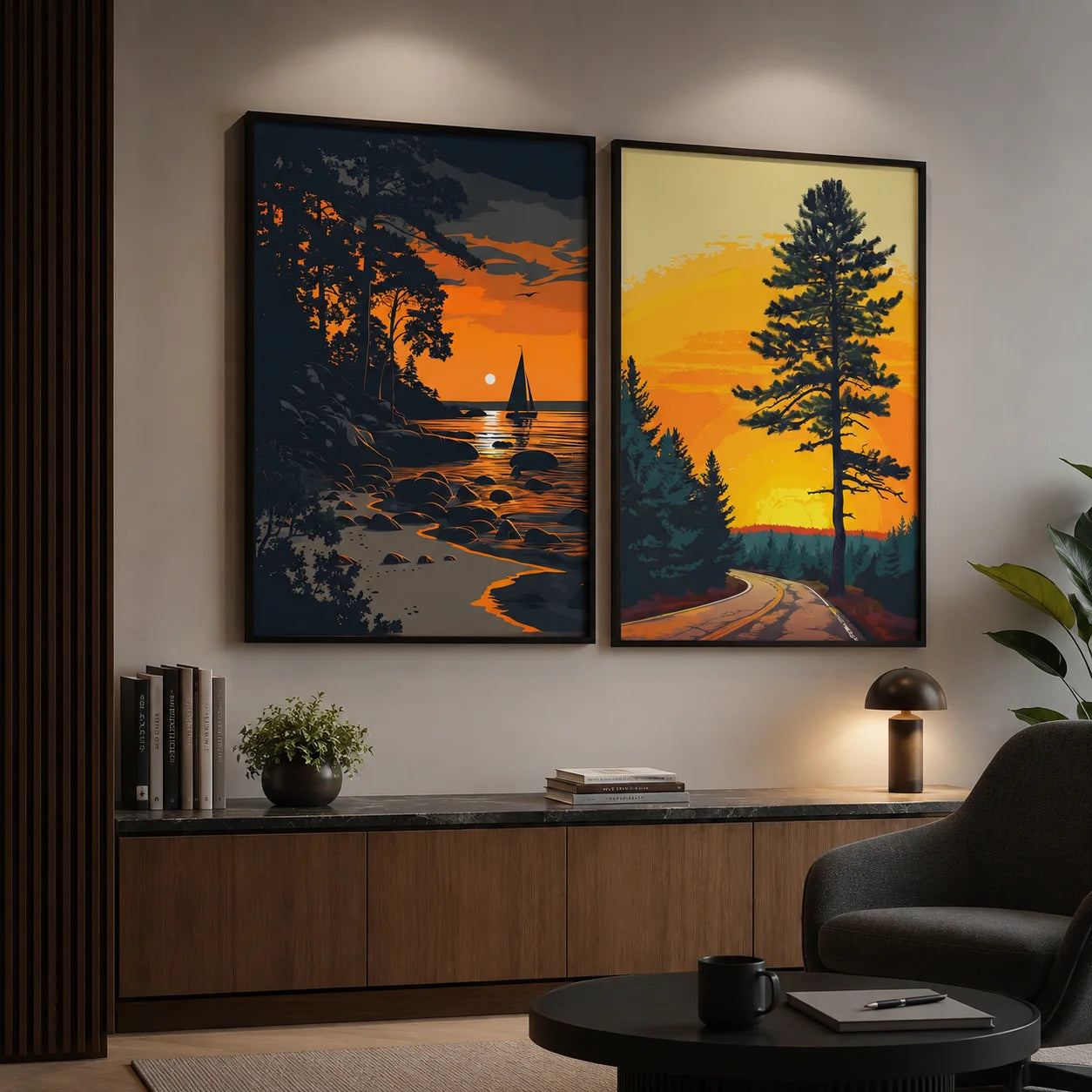 Western Sunset Canvas Wall Art – Vintage Landscape Nature Print Canvas Wall Art Peaceful Pleasures Health and Wellness
