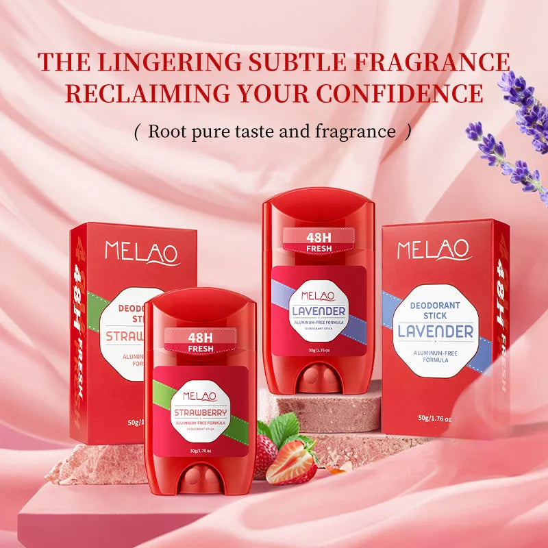 Strawberry Deodorant Stick 50g – Aluminum-Free 72-Hour Freshness