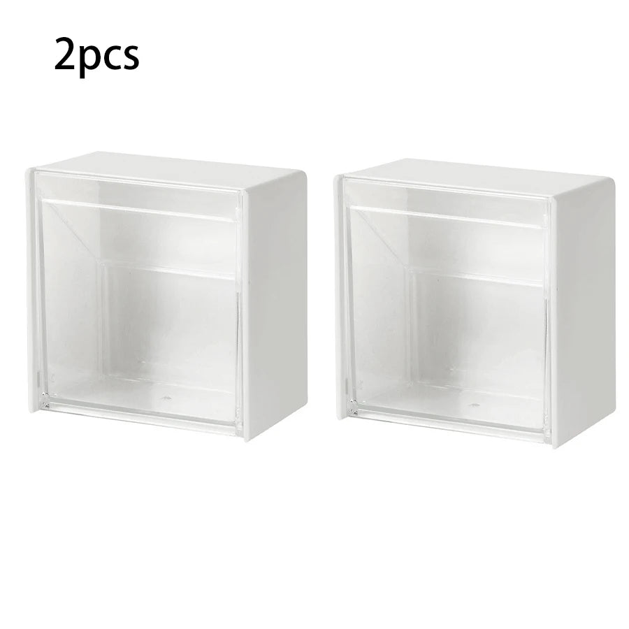 Wall-Mounted Cotton Pad Holder & Dispenser – Round Storage Jars for Cotton Balls & Pads (2 or 4 Pcs)