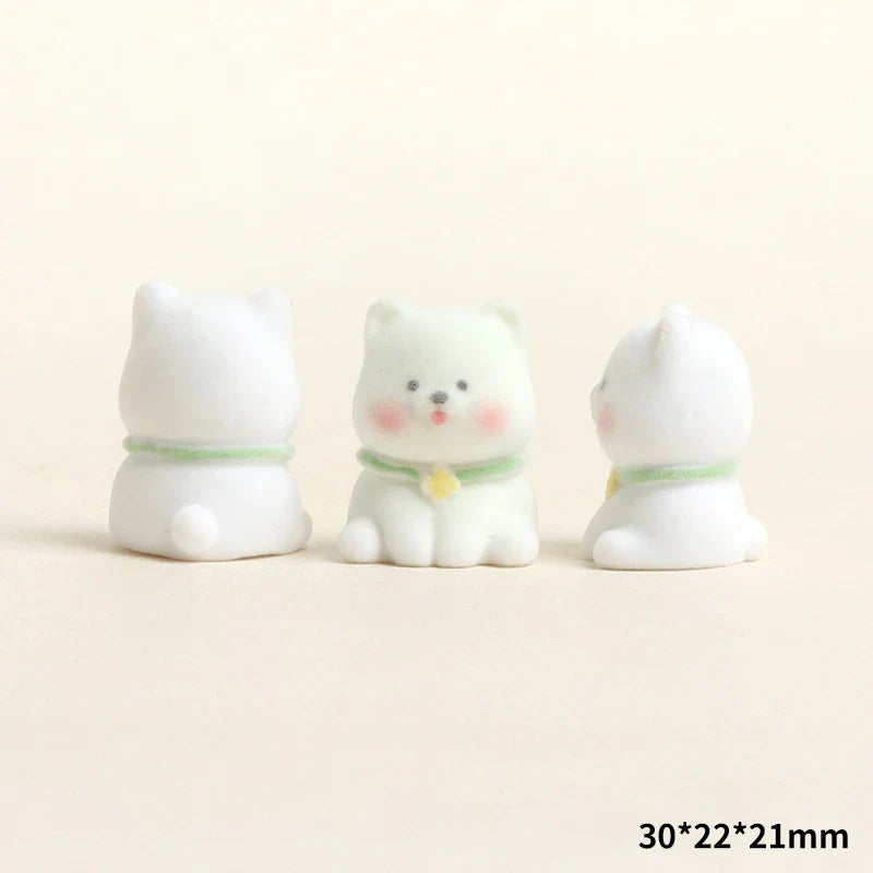 Cute Flocked Puppy Figurine | Mini Resin Dog Desk & Car Ornament
