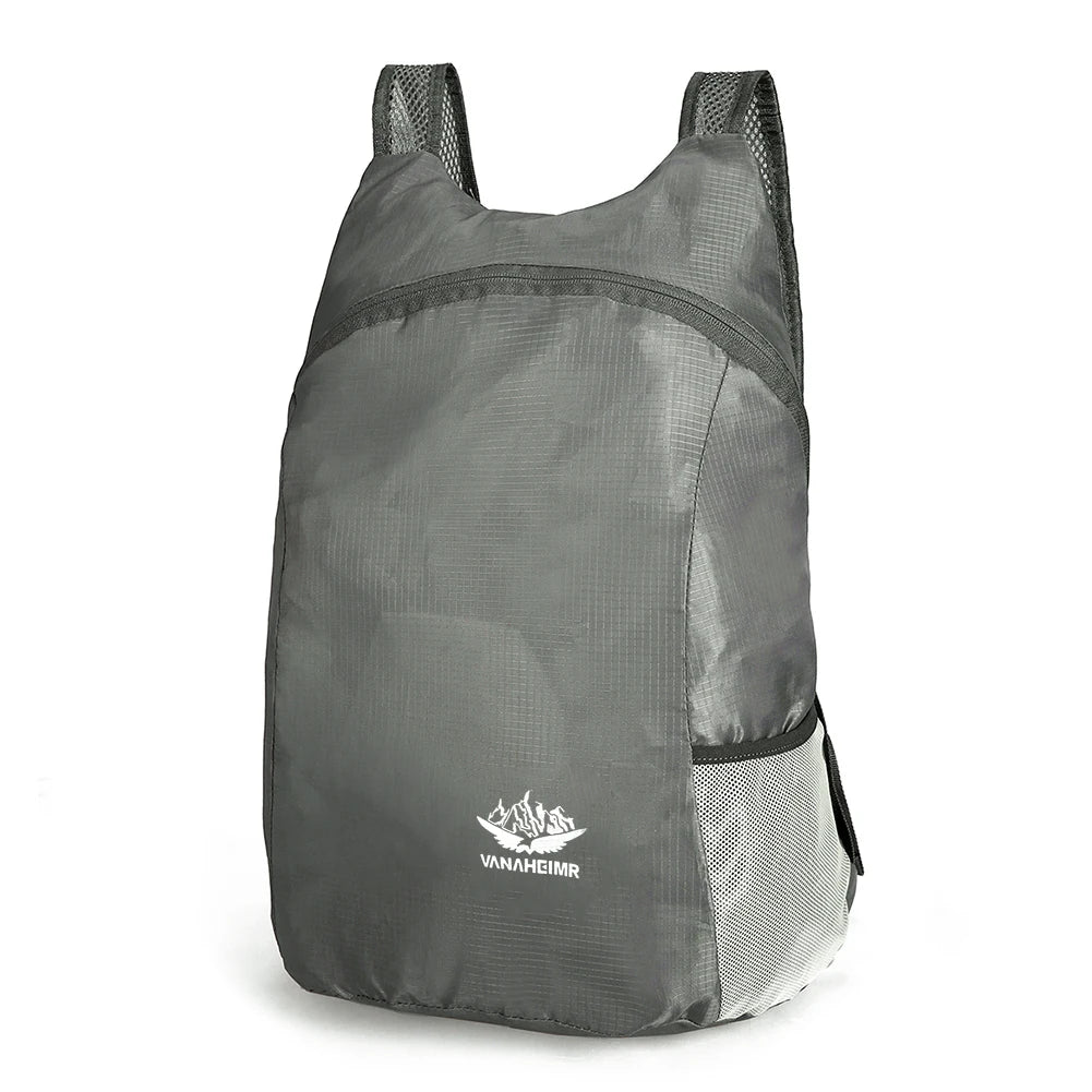 Foldable Waterproof Hiking Daypack – Lightweight Travel Bag Peaceful Pleasures Health and Wellness Grey United States