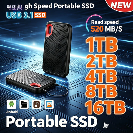 Portable 8TB SSD USB 3.1 Type-C External Hard Drive | Fast Storage Portable External SSD Peaceful Pleasures Health and Wellness