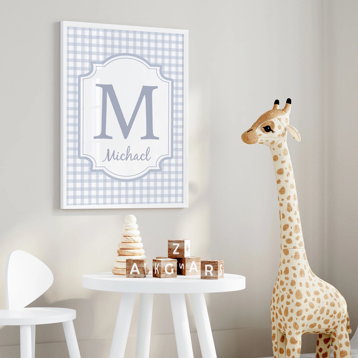 Personalized Blue Bear 3-Piece Canvas Wall Art | Kids Room Decor