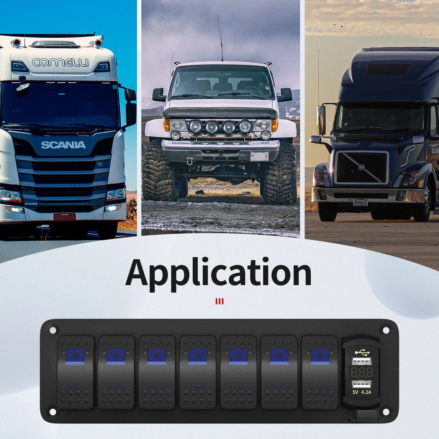 7 Gang Waterproof Rocker Switch Panel – USB Charger & Voltmeter Peaceful Pleasures Health and Wellness