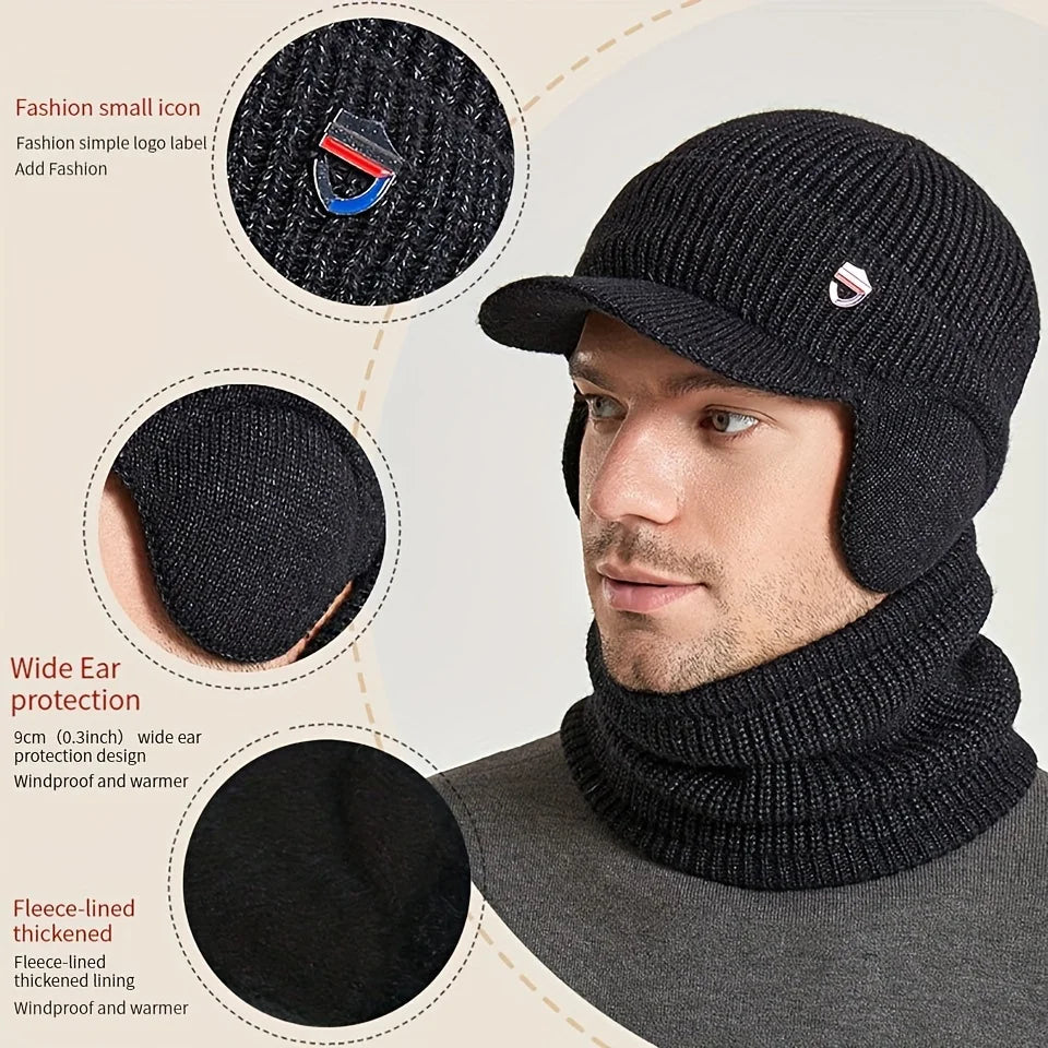 Winter Knitted Balaclava Hat & Scarf Set Thermal Lined Beanie, Ear Protection, Unisex Cold Weather Face Mask for Outdoor Sports Peaceful Pleasures Health and Wellness