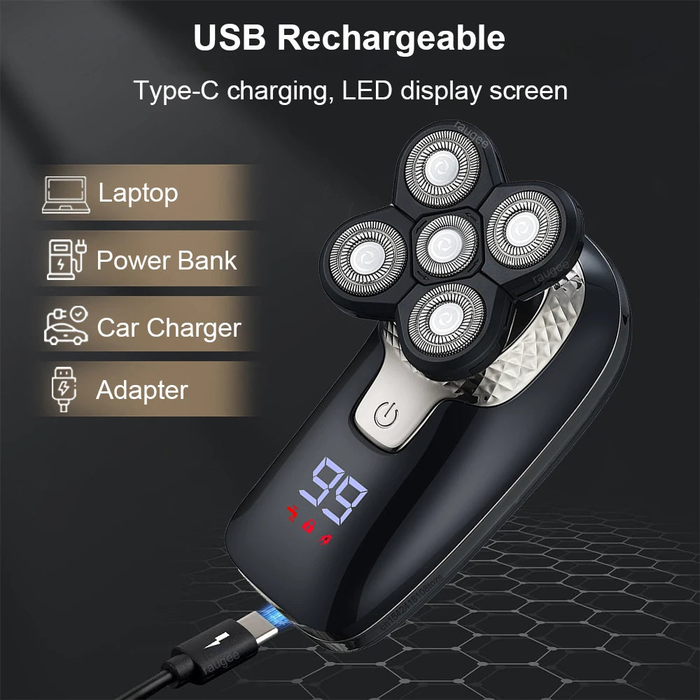 Electric Head Shaver for Men Bald Head Shaving Machine Electric Razor Man Hair Beard Trimmer Rechargeable Men's Hair Clipper Peaceful Pleasures Health and Wellness
