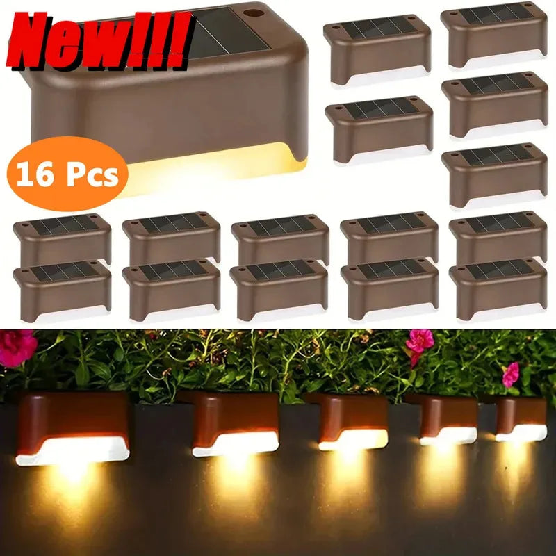 Solar LED Stair Lights Outdoor Waterproof Step Garden Lamps