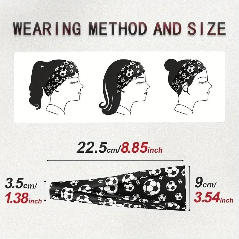 Women's Soccer Print Sports Headband | Elastic Sweatband
