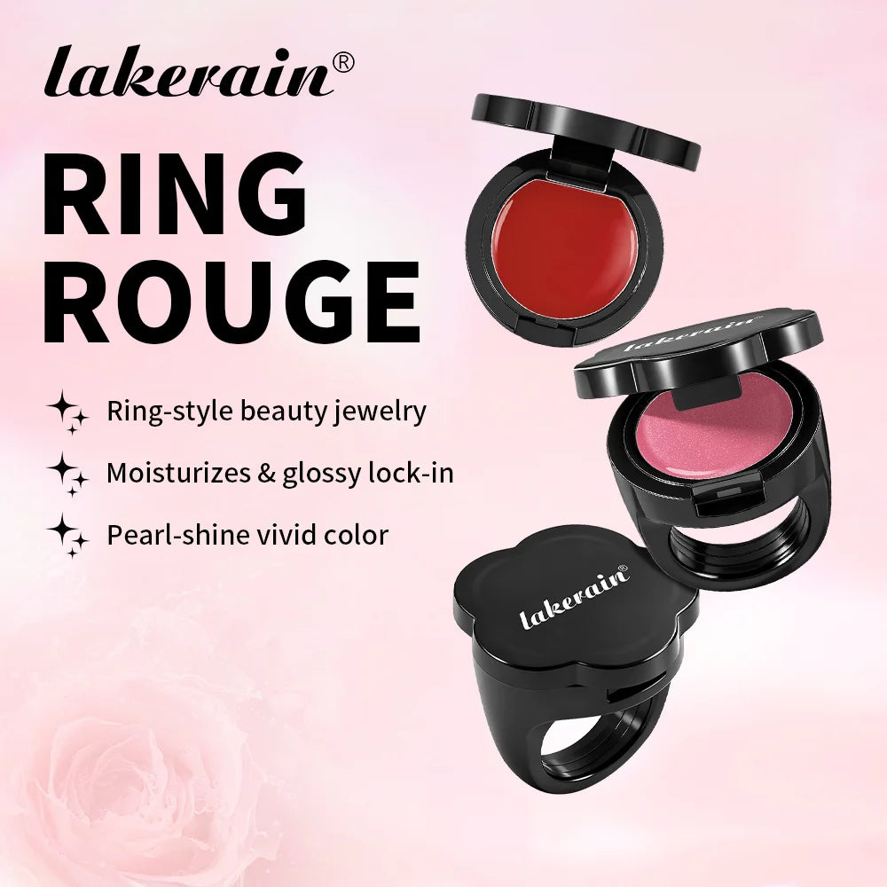 Lakerain Ring Rouge Lipstick Long Lasting Moisturizing Shining Lips Cheeks Dual-use Anti wrinkle Nourishment Ring Style Lipstick Peaceful Pleasures Health and Wellness