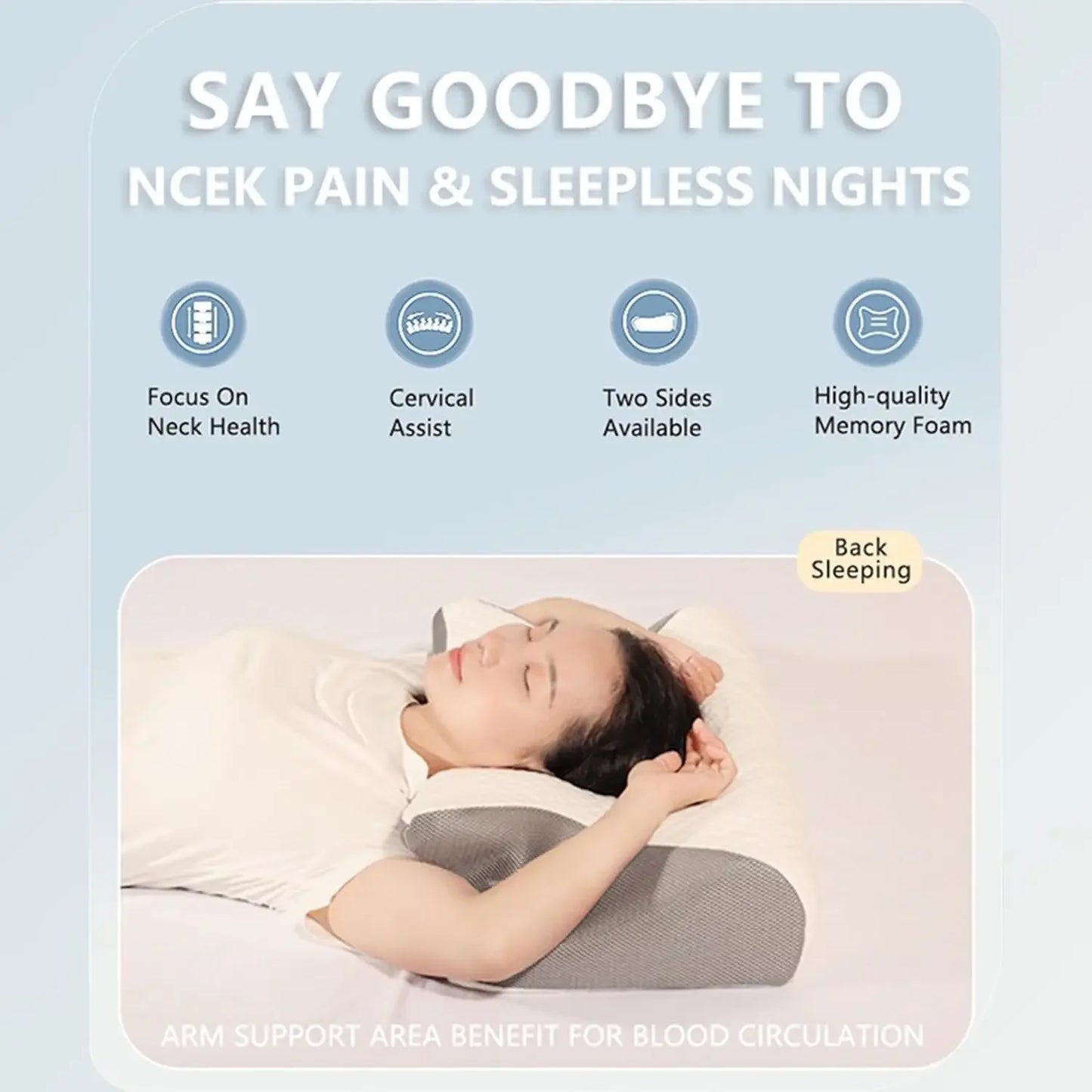 Ergonomic Cervical Pillow for Neck Pain Relief, Side Sleeper Support with Memory Foam Peaceful Pleasures Health and Wellness