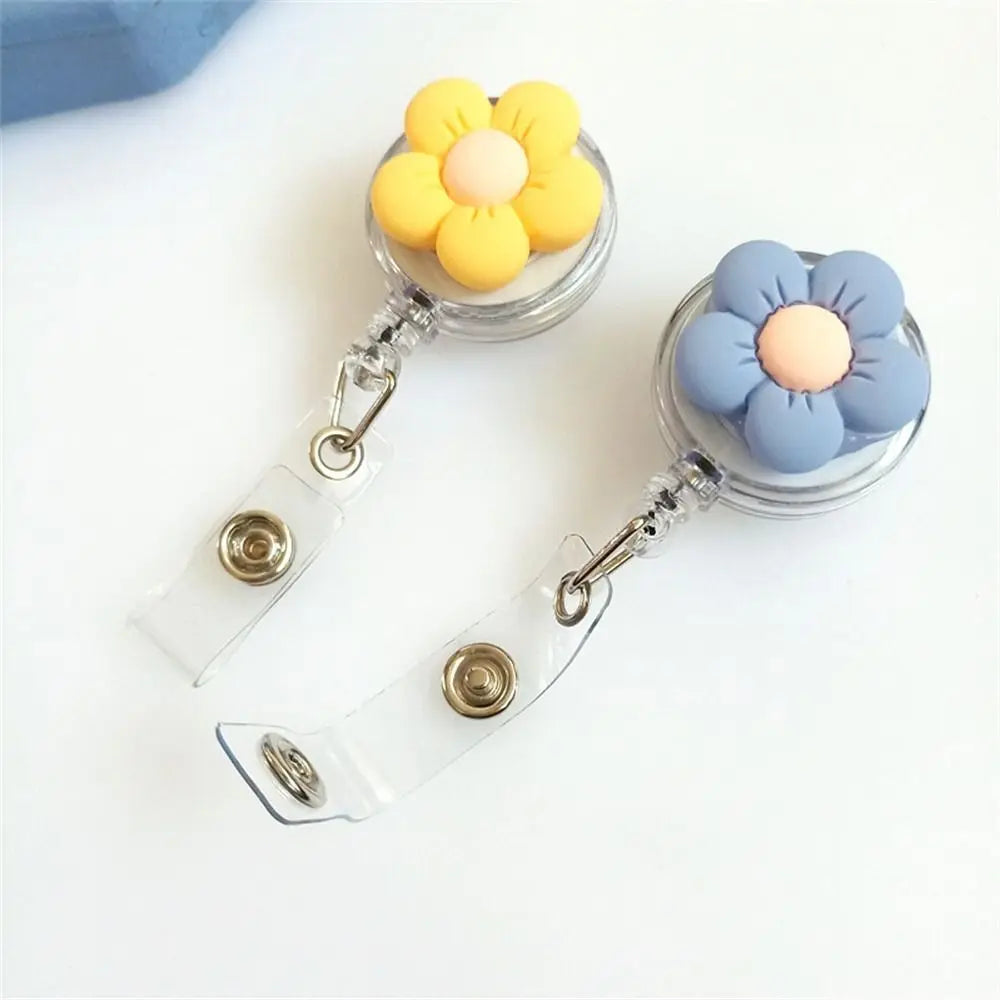 Retractable Nurse Badge Reel Cartoon Flora Chest Card Flower Badge Holder ID Card Work Card Easy Pull Buckle Peaceful Pleasures Health and Wellness