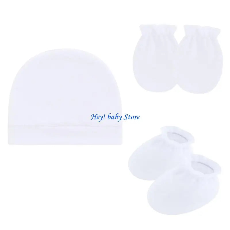 Baby Bonnet Hat Mittens & Booties 3-Piece Set | 0–6 Months