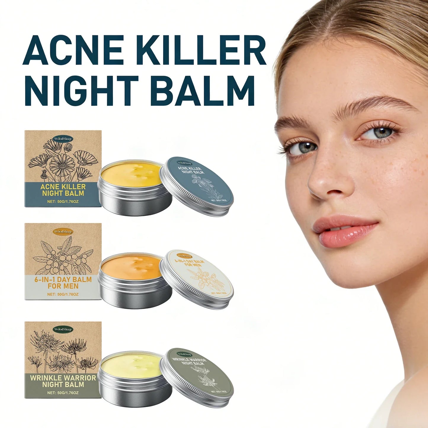 WOODSLEEP Acne Night Balm – Wrinkle, Dark Circle & Firming Cream