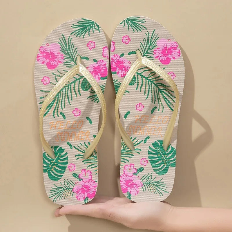 Women's Floral Flip Flops – Lightweight Beach Sandals