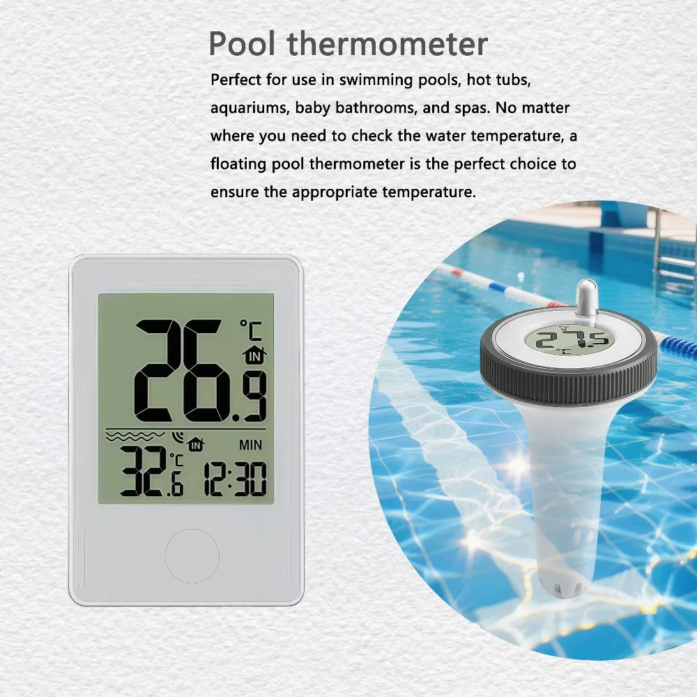 0.1℃ Accuracy Waterproof Digital Floating Thermometer Wireless Pool Thermometer LCD Display Temperature Meter Pool Thermometer Peaceful Pleasures Health and Wellness