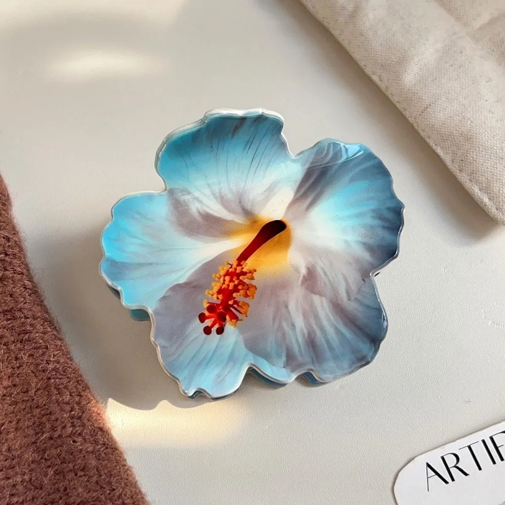 Hibiscus Flower Hair Claw Clip – Double-Sided Acrylic Print
