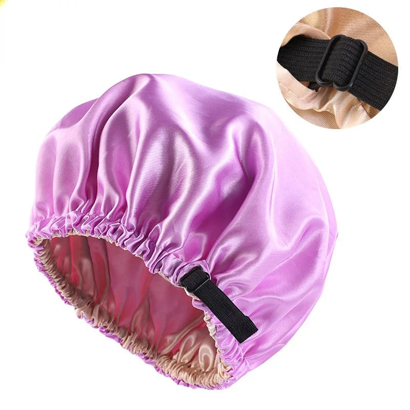 New Satin Hair Cap for Sleeping Invisible Flat Imitation Silk Round Haircare Women Headwear Ceremony Adjusting Button Night Hat Peaceful Pleasures Health and Wellness