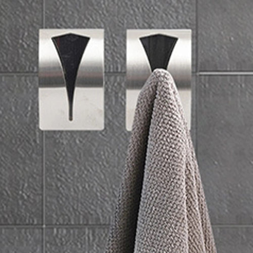 4-Pack Self-Adhesive Towel Hook Holders | No-Drill Stainless Steel