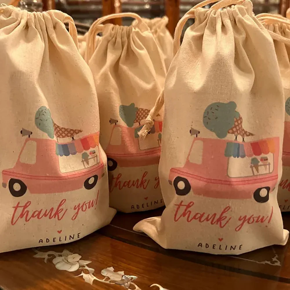 Personalized Ice Cream Truck Party Favor Bags – Set of 4
