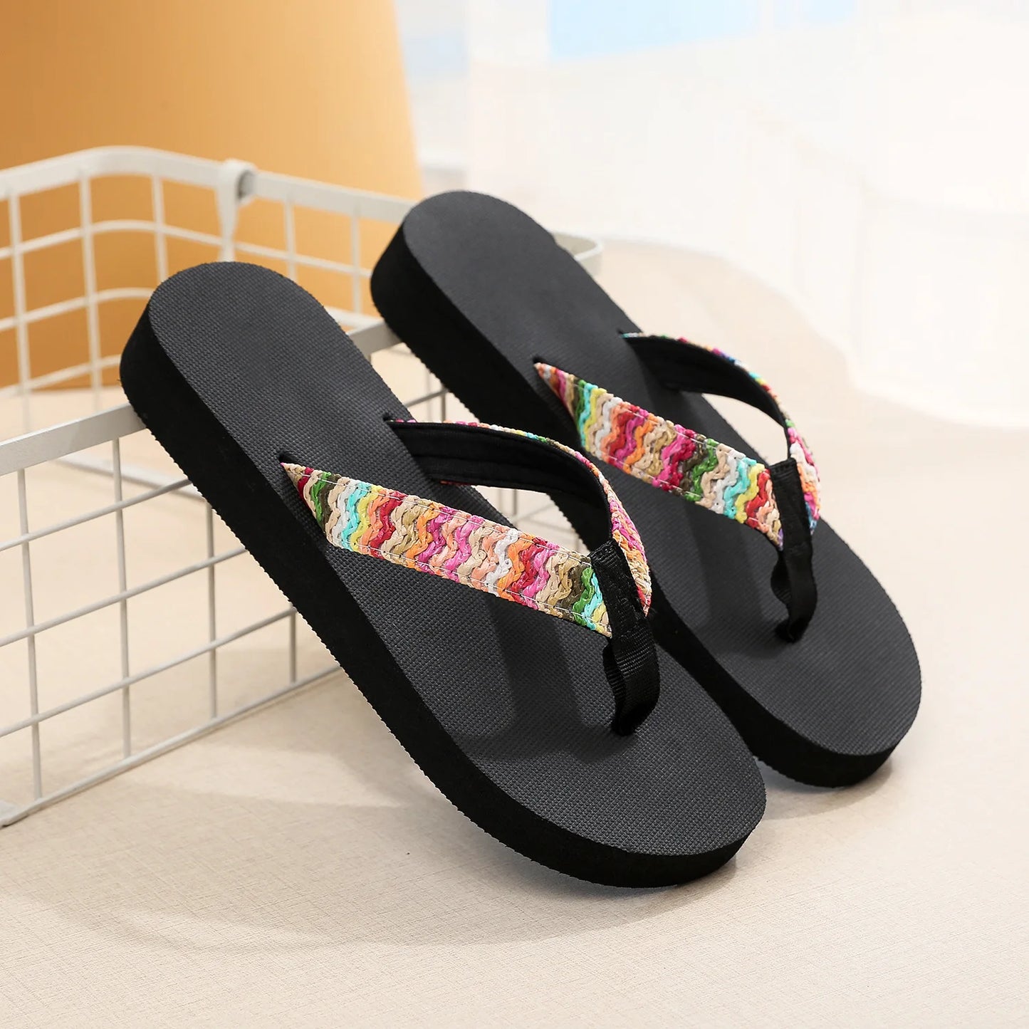 Women's Bohemian Beach Flip Flops – Flat EVA Summer Slippers