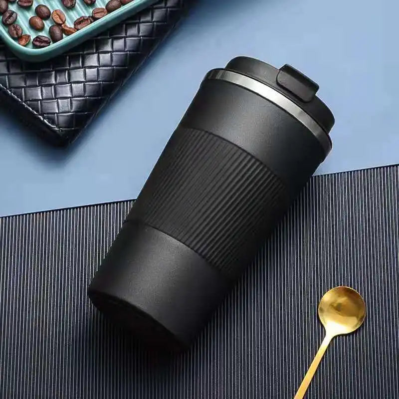 Stainless Steel Vacuum Insulated Car Coffee Cup | 6–12Hr Insulated Travel Mug Peaceful Pleasures Health and Wellness black 380ml