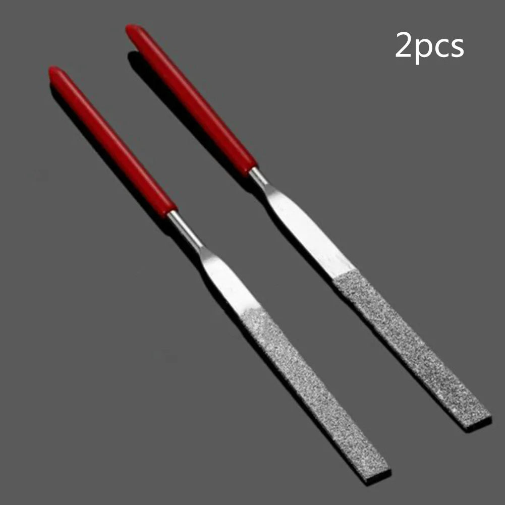 Needle File Non-slip Handle DIY Red Plastic Metal Stone Grinding Flat