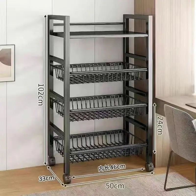 Sturdy Space Saving Heavy Duty Thickened Mesh Basket Kitchen Storage Rack For Vegetable and Fruit Organizer For Dorm Home Use Peaceful Pleasures Health and Wellness Signle 4 Layer C 50