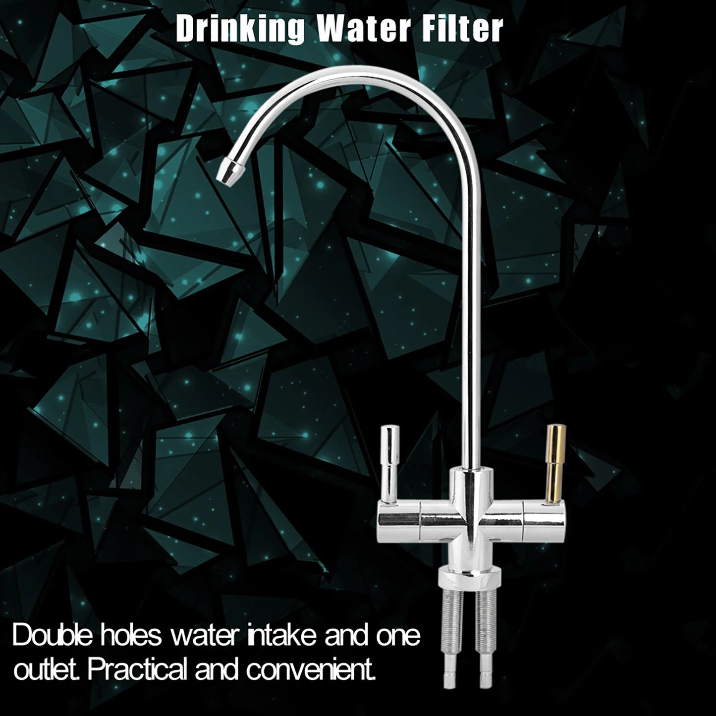 1/4'' Double Holes Sink Faucet Tap Chrome Reverse Osmosis RO Drinking Water Filter Double Holes Faucet Tap Drinking Water Filter Peaceful Pleasures Health and Wellness
