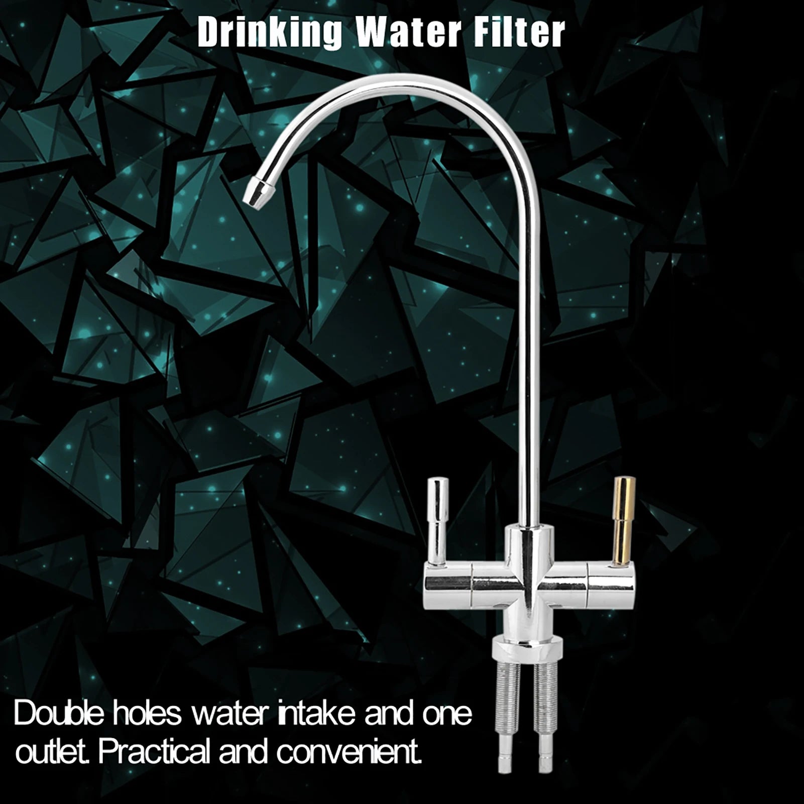 1/4'' Double Holes Sink Faucet Tap Chrome Reverse Osmosis RO Drinking Water Filter Double Holes Faucet Tap Drinking Water Filter Peaceful Pleasures Health and Wellness