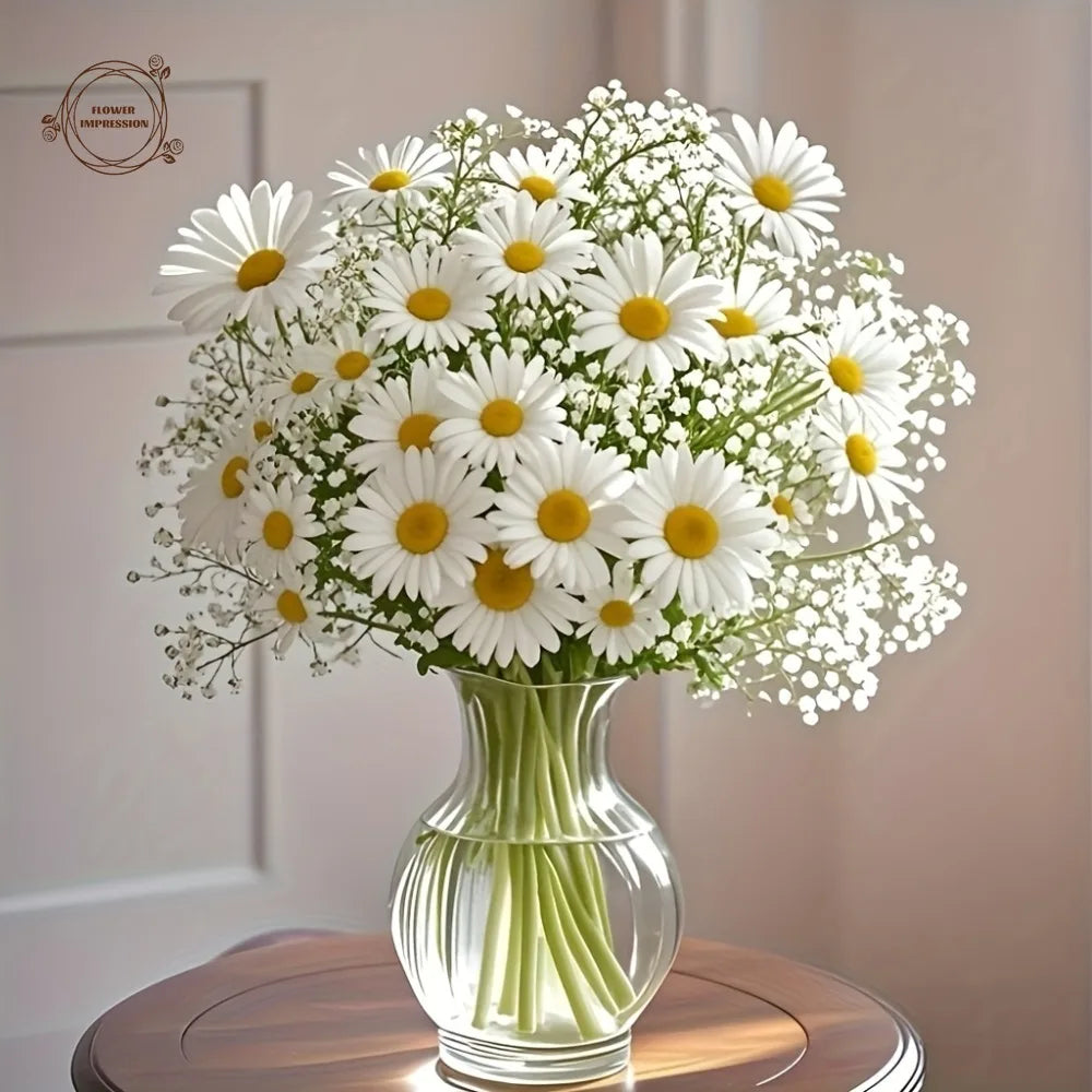 30pcs Artificial Chamomile & Gypsophila Bouquet | Wedding Decor
