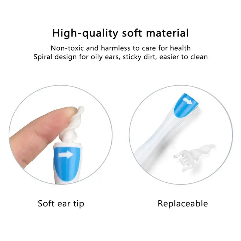 Ear Cleaner With Soft Silicone Ear Wax Remover Tool 16 Replacement Tips Spiral Earwax Health Ear Cleaner Care Tools Peaceful Pleasures Health and Wellness