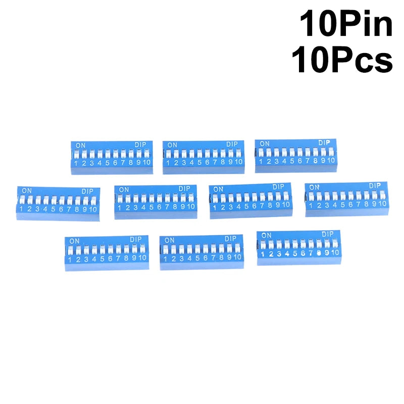 Blue DIP Switch Kit 1–10 Pin Slide Toggle 2.54mm | 10pcs DIP Switch Kit Peaceful Pleasures Health and Wellness 10Pin 10Pcs
