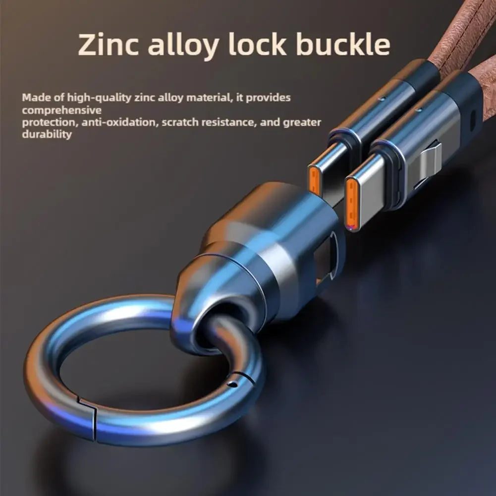240W PD Fast Charging USB C Cable Portable Keychain Leather Lanyard Phone Charm Cord For iPhone Samsung Laptop Travel Charger Peaceful Pleasures Health and Wellness