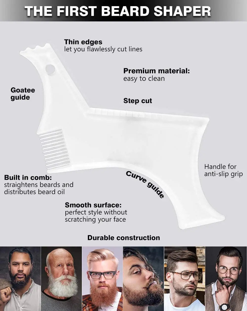 Men's Beard Shaping Tool & Stencil Comb – Stainless Steel