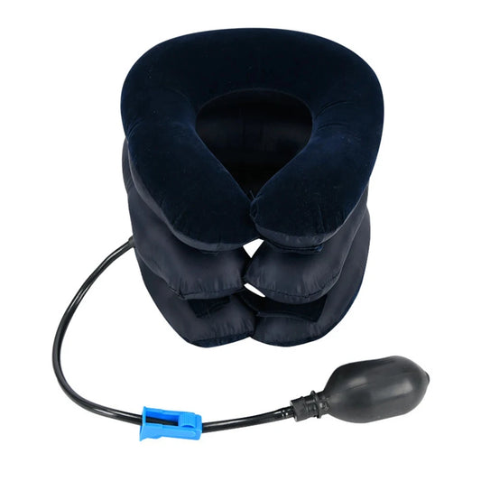 Inflatable Neck Stretcher Cervical Support Brace – 3-Tube Traction Inflatable Neck Brace Peaceful Pleasures Health and Wellness Blue