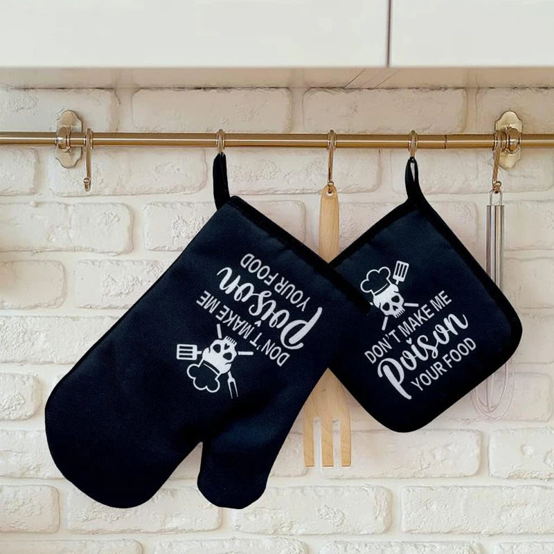 Funny Silicone Non-Slip Oven Mitts & Pot Holders Set