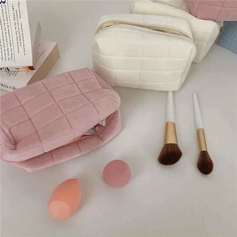 Large Solid Fur Cosmetic Storage Bag Women Zipper Makeup Organizer Handbag Stationery Pencil Case Travel Make Up Toiletry Punch Peaceful Pleasures Health and Wellness