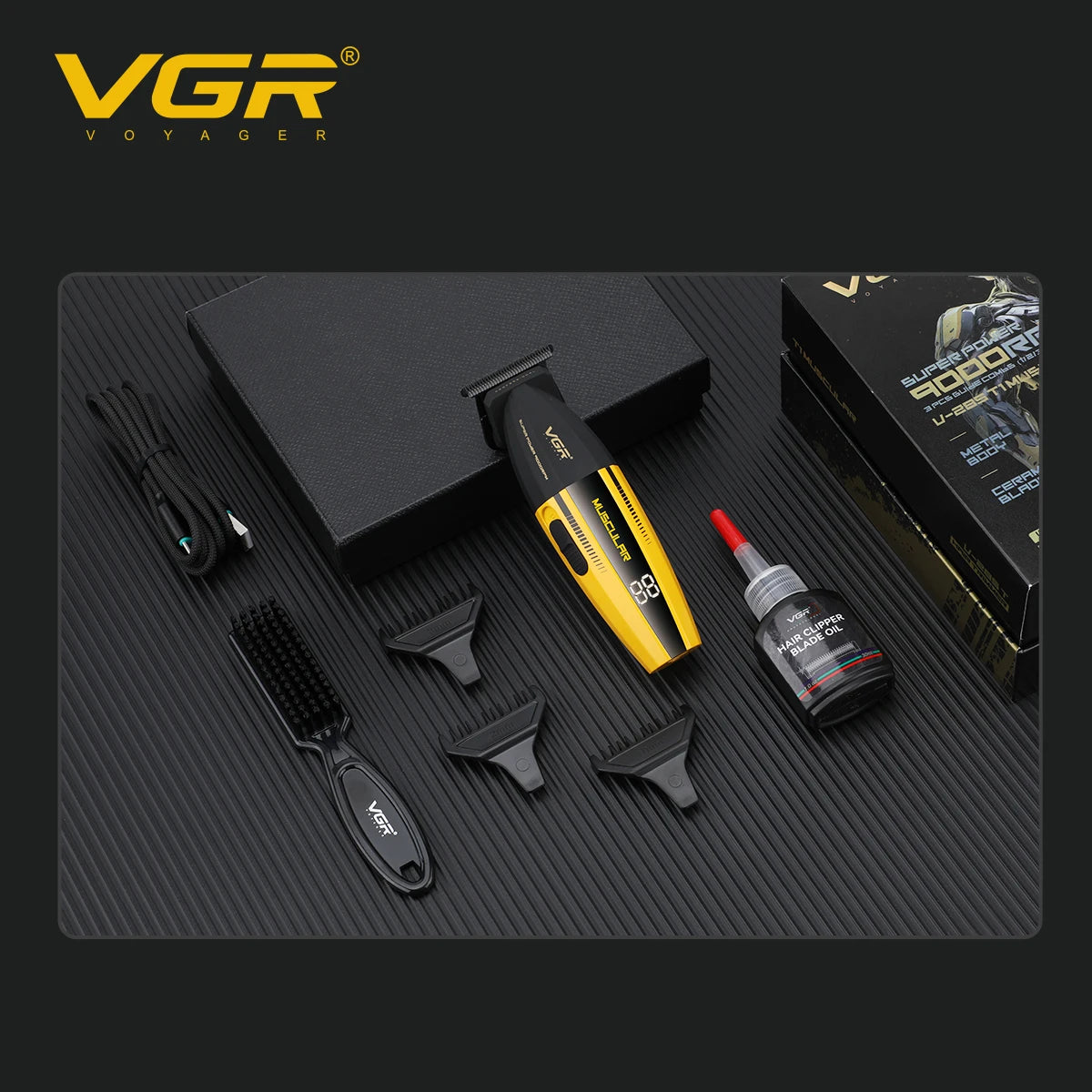 VGR professional high-end hair clipper metal mecha wind men's electric push hair salon home oil head carving pusher V-285T Peaceful Pleasures Health and Wellness
