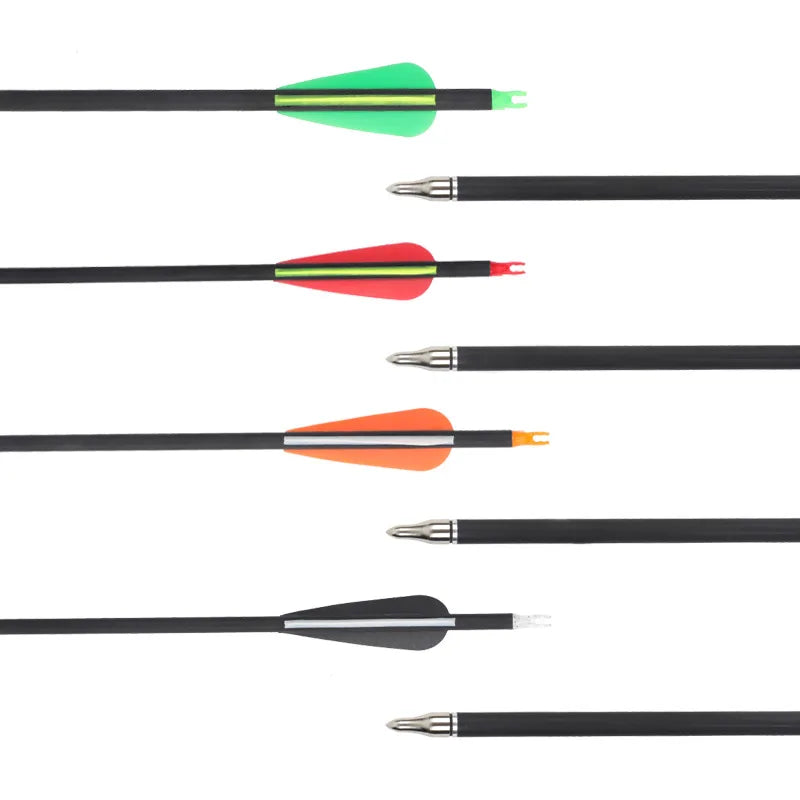 6 12 Archery Hunting Mixed Carbon Arrows Sp500 Replaceable Arrowhead