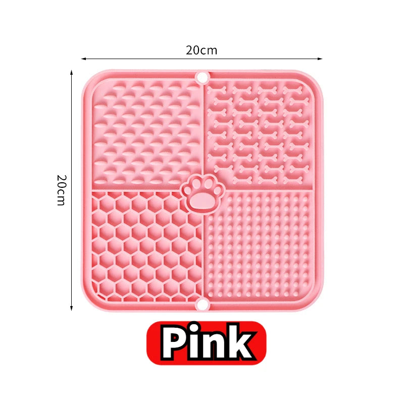 Pet Lick Silicone Mat Slow Feeder Dog Food Plate Bathing Distraction Sucker Training Feeder for Dogs Kitchen Supplies Peaceful Pleasures Health and Wellness Pink