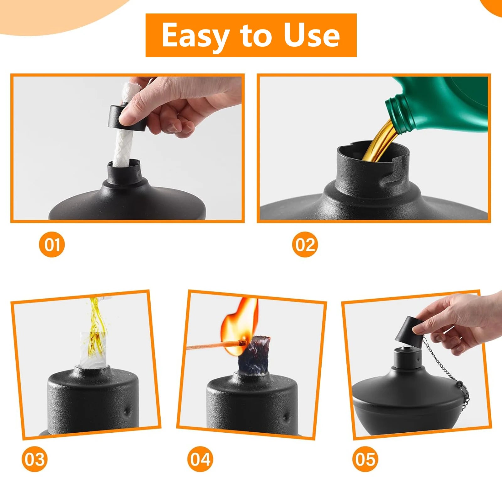Metal Refillable Torches Lamp Outdoor Refillable Flame Light Replace Lamp for Outdoor Patio Garden Camping Peaceful Pleasures Health and Wellness
