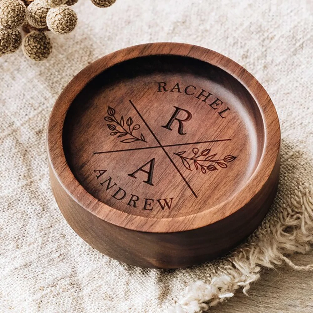 Custom Engraved Wood Ring Dish | Wedding & Anniversary Gift