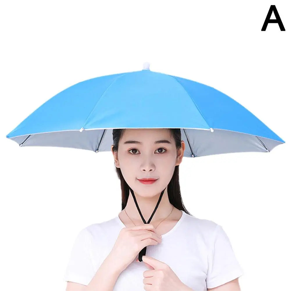 69cm Large Size Umbrella Hat UV Protection Hands Free Headwear Fishing Rainbow Advertising Cap For Outdoor Stall Hiking Outdoors Peaceful Pleasures Health and Wellness sky blue